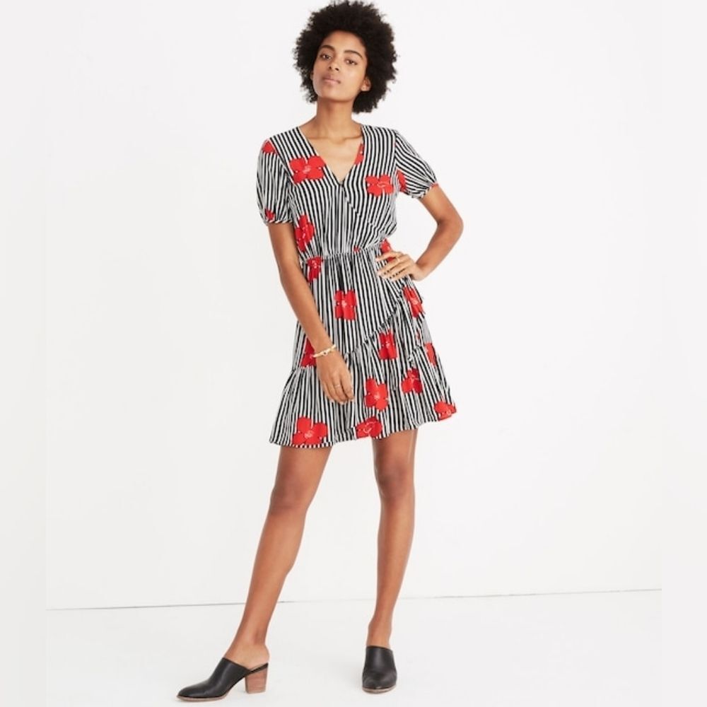 Madewell Ruffle-Wrap Dress in Candied Orchids